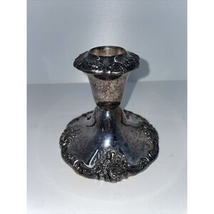 Vintage Baroque by Wallace 750 Ornate Candlestick Holder 4"‎ Silver Plate
